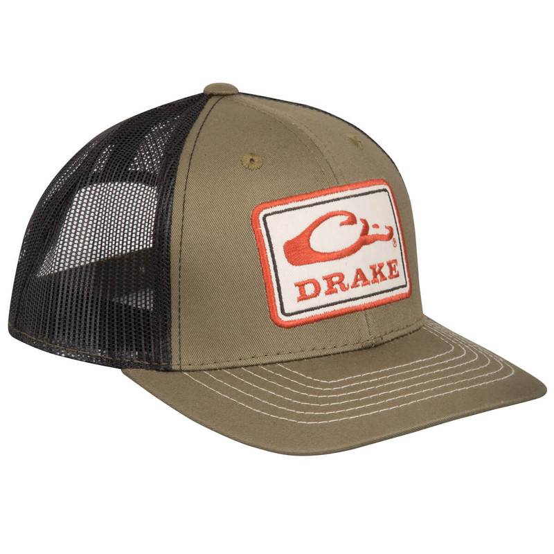 Drake Square Patch Mesh Cap in Loden Black Color